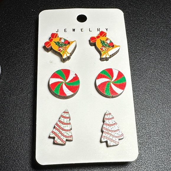Festive Holiday Earrings Set - Red, Green, Brown - Picture 3 of 7